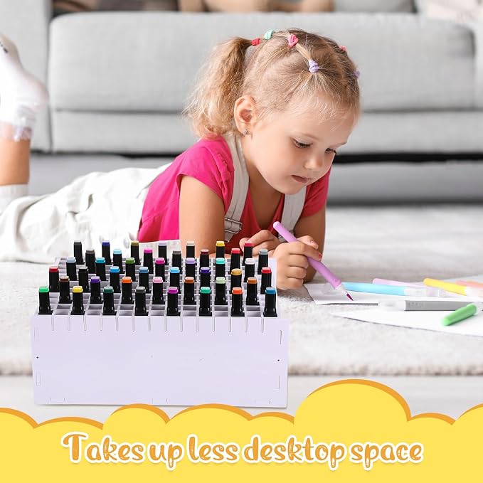 2 Pack Marker Storage Organizer, 360 Slots Total Art Supply Holder for Desk, Marker Rack with Removable Dividers for Colored Pencils & Paint Brushes (13.2 x 10 x 5.3) - Image 5
