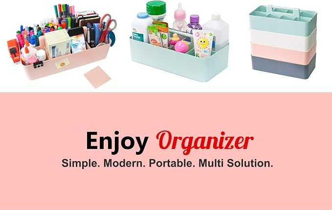 -Large Portable Caddy, DIY Dividers, 8 Compartments, School Office Supplies Home Business Organizer,Portable Basket with Handle Made in USA (3 PACK, Royal Purple) - Image 4
