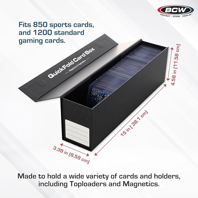 BCW QuickFold® Card Storage Boxes for Magnetics & Toploaders – 6 Pack | Trading Card Holder Box with Magnetic Closure | Easy Fold Assembly for Sports and TCG Cards - Image 3