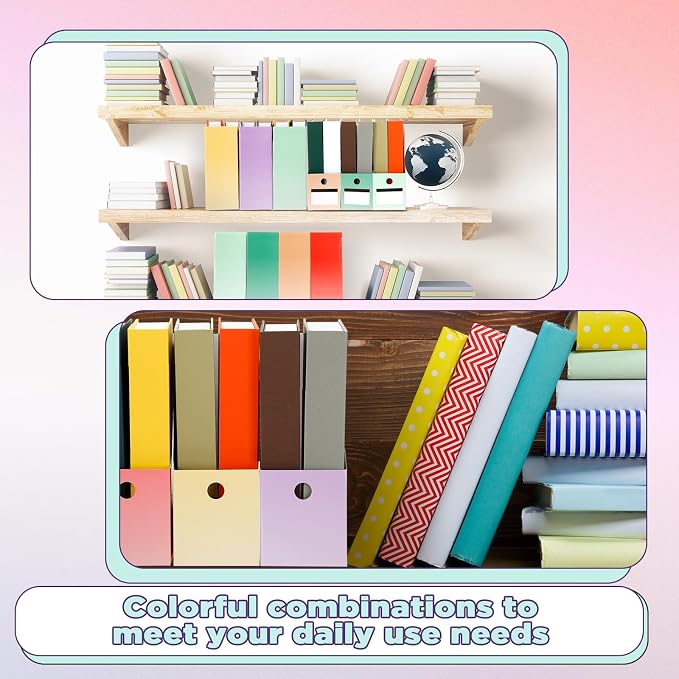 32 Pcs Magazine File Holder Set Including Colored Foldable Desk File Holder Organizer White Label Stickers Cat Pen Cardboard Magazine Storage Box for Document School Office (Gradient,Classic) - Image 3