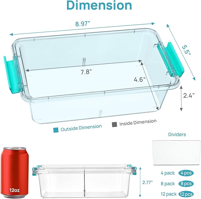 Vtopmart 12 Pack 1.5Qt Clear Pencil Box, Plastic Pencil Holder with Removable Divider for Pen Organizer, Small Stackable Containers with Lid for Pen, Art Craft, Sticker, Scrapbook & Office Supplies - Image 2
