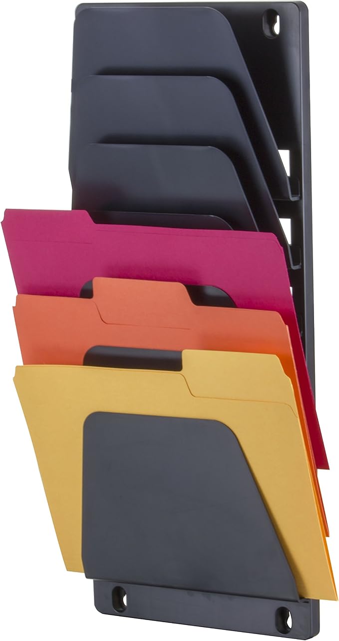 Officemate Wall File Holder, Letter/Legal, 7 Pockets, Black (21505) - Image 2