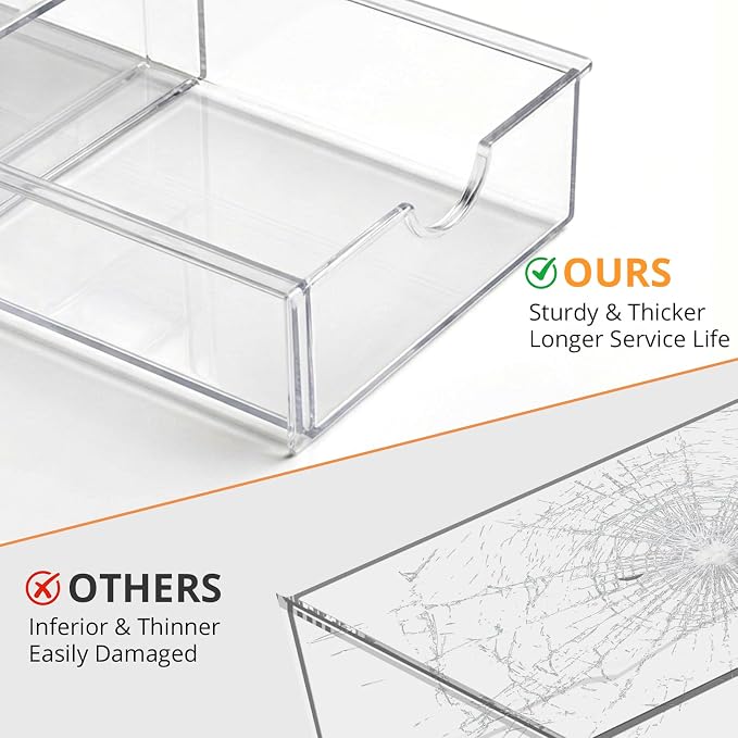 DOMNIU Acrylic Makeup Drawer Storage Organizer with 22 Drawers, 4 Set | Office Desk Organization and Storage, Dustproof Drawer Organizer for Makeup, Countertop, Jewelry, Desktop, Bathroom, Bedroom - Image 6