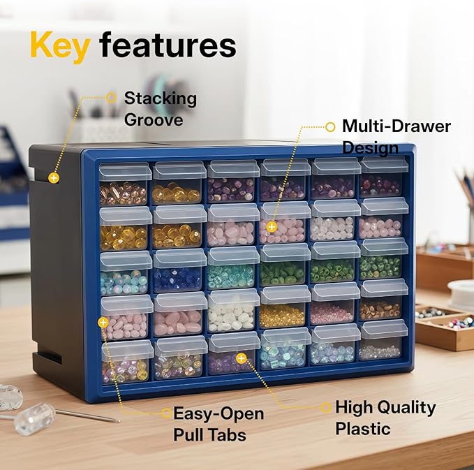 Northsky 30-Drawer Small Parts Cabinet, Stackable, Clear, 14.17 × 7.09 × 9.45 in 30 * Clear - Image 4