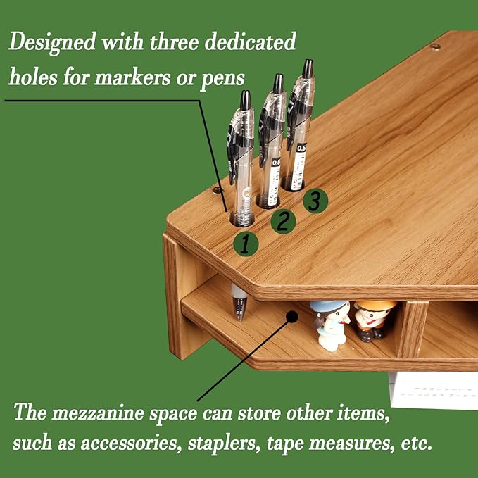 Triangle Monitor Stand Riser, Wooden Triangle Desktop Computer Stand with Office Organization, Walnut Color - Image 3