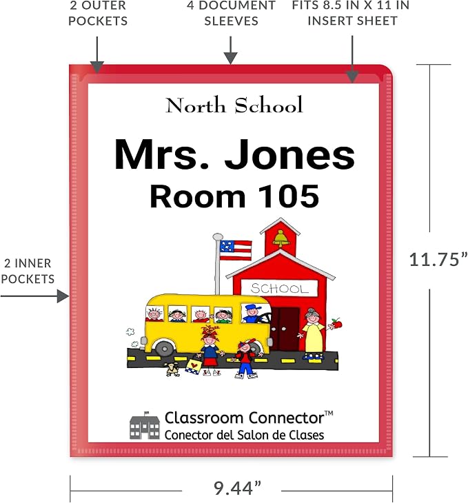 C-Line Classroom Connector™ Multi-Pocket School-to-Home Portfolio, Red, 15/BX (32304), 9.5 x 11.75 x 0.25 - Image 8