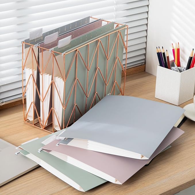 Y YOMA Letter Size - 6 Pack Extra Capacity Hanging File Folders Accordion Decorative Reinforced File Folder Cute Colored Expandable Folder for Office Home with 1/5-Cut Adjustable Tabs, Morandi Color - Image 7