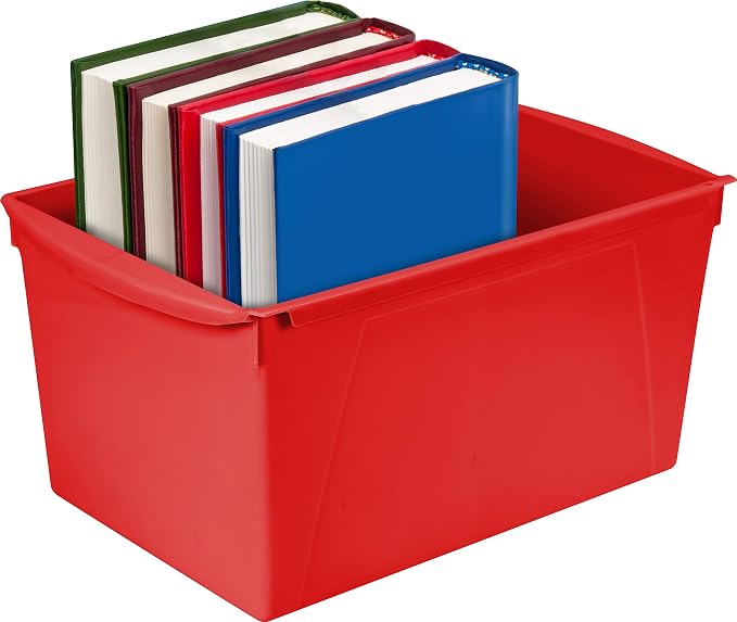 Storex Extra-Large Book Bin, Interlocking Plastic Organizer for Home, Office and Classroom, Assorted Colors, (71126E06C) (Pack of 6) - Image 3