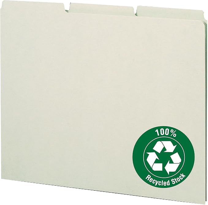 Smead Pressboard Guides, 1/3-Cut Tab (Blank), Letter Size, Gray/Green, 100 per Box (50334) - Image 6