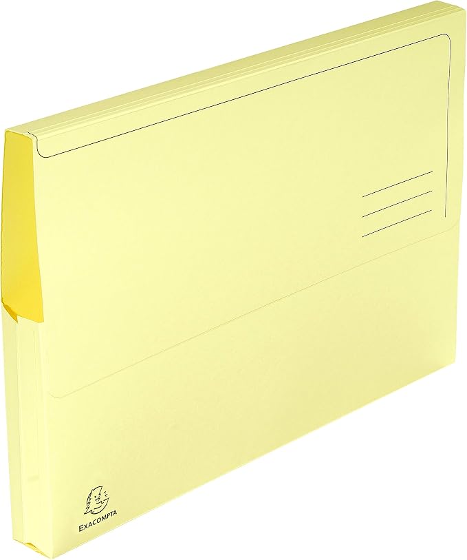 Exacompta - Ref 46779E - Super A4 Document Wallets - 245 x 325mm in Size, Suitable for A4 Documents, 3cm Expansion Gusset, 220gsm Card, PEFC-Certified - Yellow (Pack of 50) - Image 2