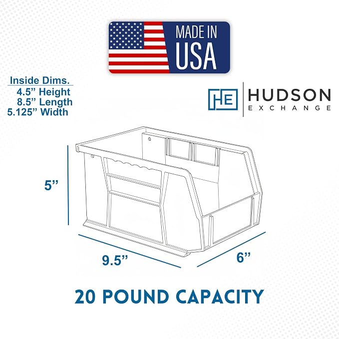 HE HUDSON EXCHANGE 9.5" x 6" x 5" Plastic Stackable Storage Bin, Red - Image 3