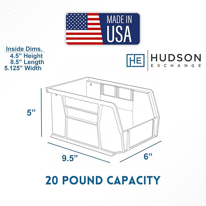 HE HUDSON EXCHANGE 9.5" x 6" x 5" (12 Pack) Plastic Stackable Storage Bin, Yellow - Image 4