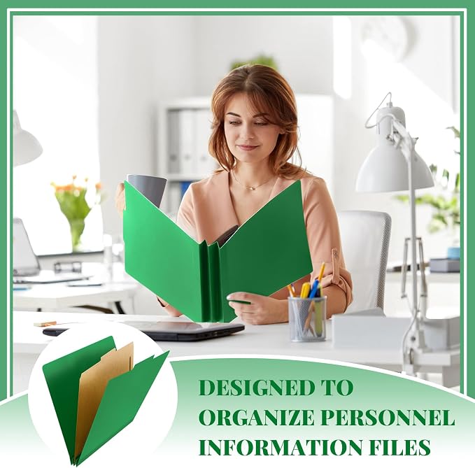 48 Pcs Skyygemm Classification Folder Letter Size, 1 Divider,Dark Green | Back to School Supplies, File Organizer with Fastener, Expanding File Organizer Bulk for Office Employee, Staff, Teacher - Image 6