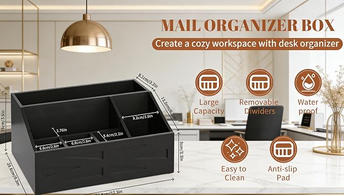Large Mail Organizer Countertop,Farmhouse Desk and Kitchen Countertop Storage, Letter Sorter, Desk Mail and Bill Organizer, Desktop File and Paper Holder - Image 6