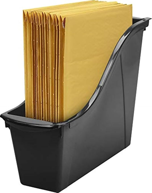 Storex Small Book Bin - Interlocking Plastic Organizer for Home, Office, and Work Space - Black, 6-Pack (70123E06C) by Storex