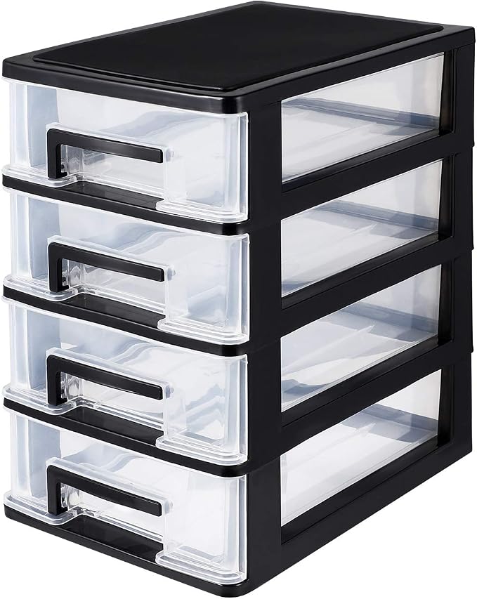 4 Layer Cabinet Drawer Plastic Storage Drawer Sundries Organizer Office File Storage Rack Shelf for Jewelry Makeup Stationery Desktop (8.31x5.98x9.92 Inch) by Homoyoyo