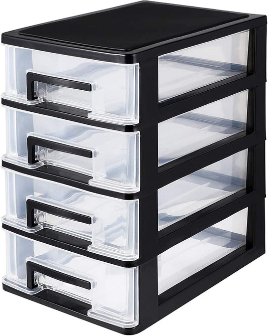 4 Layer Cabinet Drawer Plastic Storage Drawer Sundries Organizer Office File Storage Rack Shelf for Jewelry Makeup Stationery Desktop (8.31x5.98x9.92 Inch) by Homoyoyo