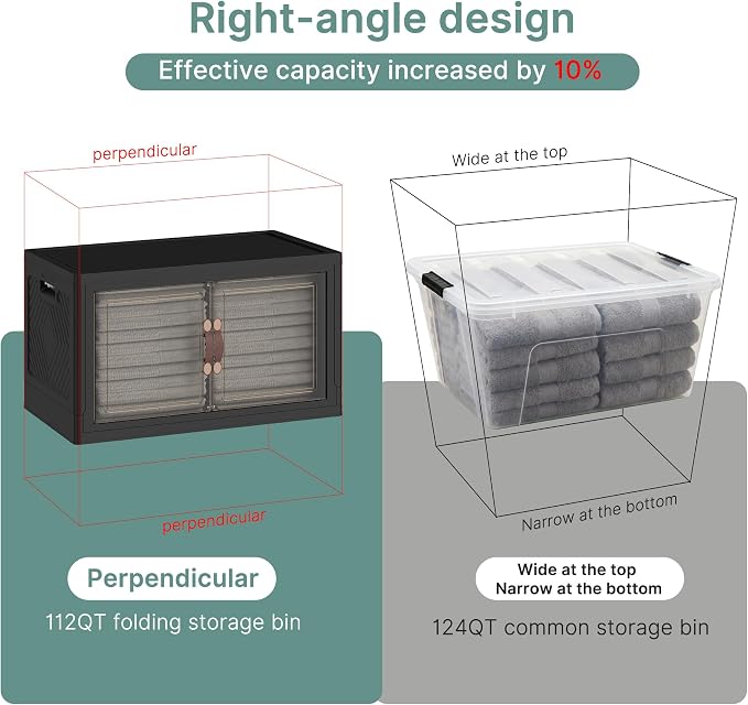 448QT Lockable Storage Bins with Lids - Stackable Storage Cabinet with Doors and Wheels, Collapsible Plastic Organizer and Containers for Bedroom Dorm Office Garage, 4 Pack Cubes | Stackable Organizer with Doors & Wheels, Foldable Containers for Bedroo... - Image 4
