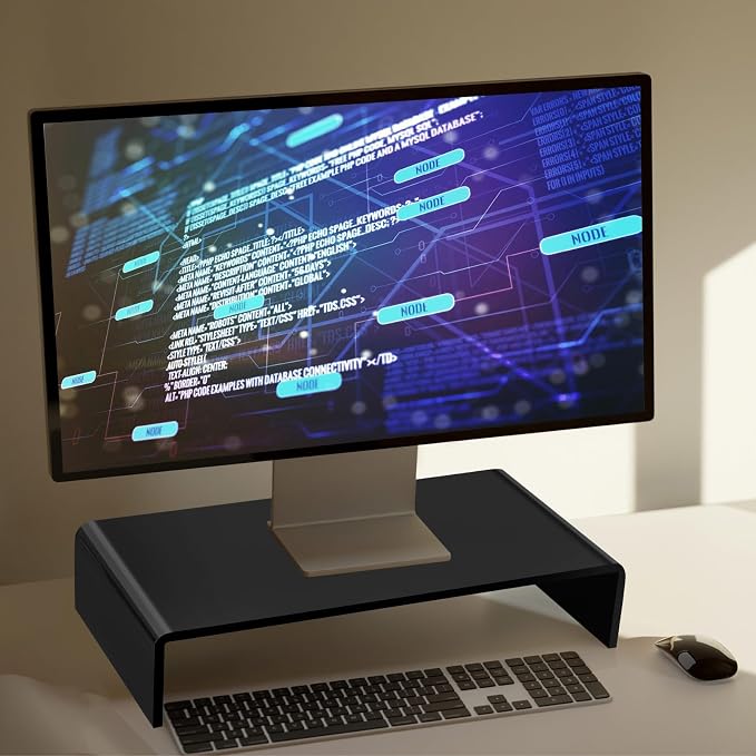 Jetec 2 Pcs Acrylic Monitor Stand Desktop Video Acrylic Monitor Riser Desk Shelf Computer Stand for Laptop TV Computer Screen Desk Organizer Teacher's Day Supplies (Black, 12 x 8 x 3 Inch) - Image 4