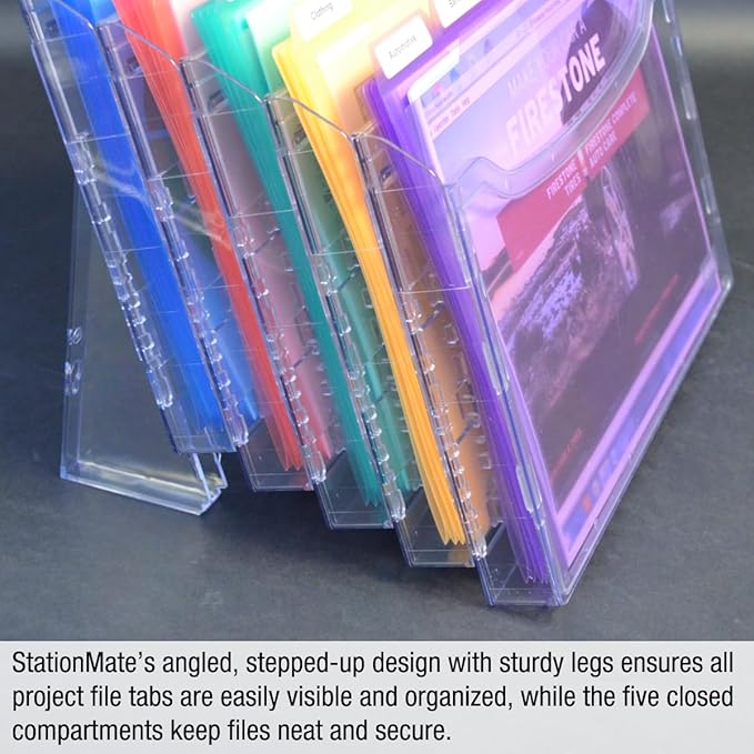 Ultimate Office Step UP File Desktop Organizer Plus 25 Color Poly Folders | Files Your Piles! StationMate Project Manager Keeps 25 of Your Most Important Projects at Your Fingertips and In Clear View - Image 5