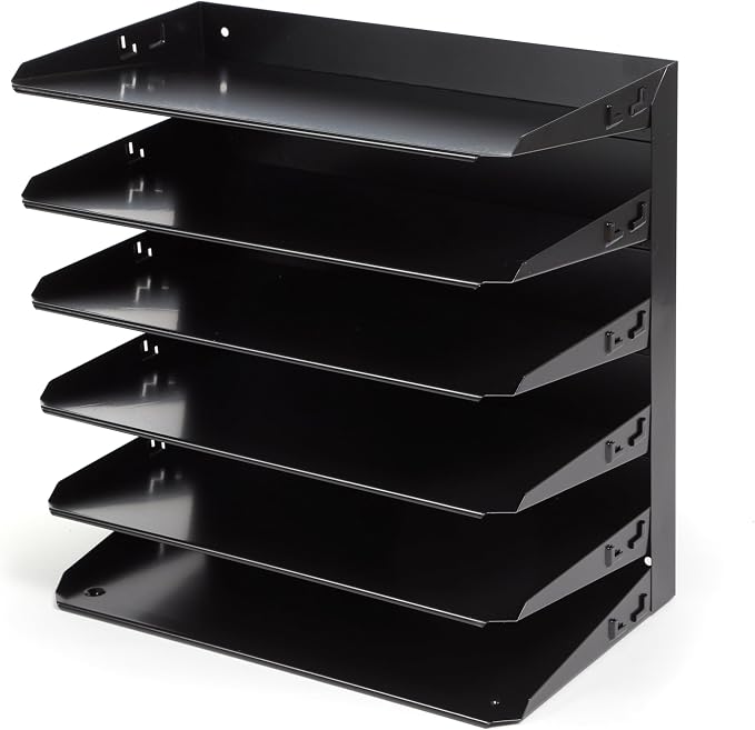 Huron Desktop Horizontal 6-Slot Legal File Binder Organizer Storage Letter Tray, Black Commercial Grade Steel - Image 4