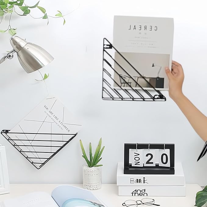 CROISSANT Wall Mounted File Organizer,Metal Magazine Basket, Wall Mounted Magazine Rack, Suitable for Hanging File Folders for Office Living Room(Black, 1 Pack) - Image 3