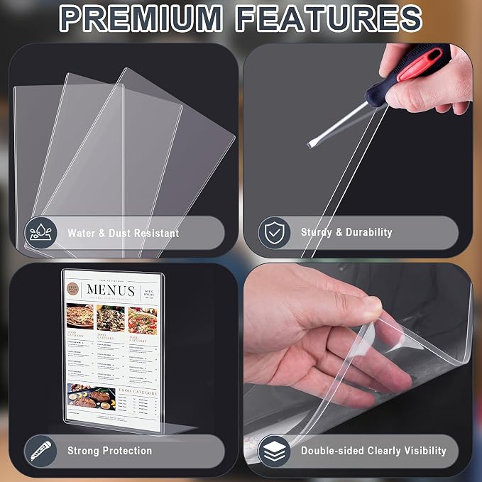 AKONEGE 25Pcs 11" x 17" Rigid Print Protectors Hard Plastic Sleeves for Prints, Menu Cover, Heavy Duty Sheet Poster Protectors Clear Plastic Sleeves for Paper Photos Documents Magazines, Vertical - Image 3