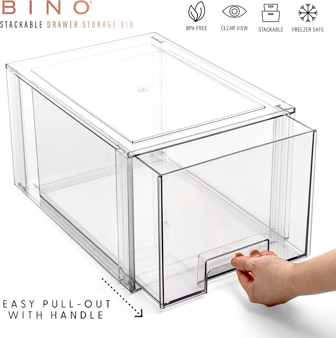 BINO | Stackable Storage Drawers, Tall Large - Clear | THE CRATE COLLECTION | Storage Bins With Drawers | Bathroom Organizers | Under Sink Organizer | Vanity Cabinet Home Organization - Image 2