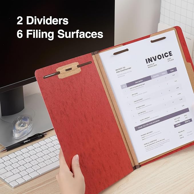 Staples Moisture‑Resistant Classification Folder, Letter Size, 2 Dividers, 2.5″ Expansion, Dark Red Pressboard, Durable Construction, 10/Box - Image 7