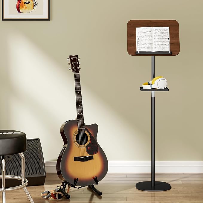 Snughome Floor Book Stand with Removable Tray, Wood Standing Book Stand for Reading, Height Adjustment 21"-51", Music Stand Cookbook Stand Textbook Stand Laptop Stand Book Holder for Display - Image 3