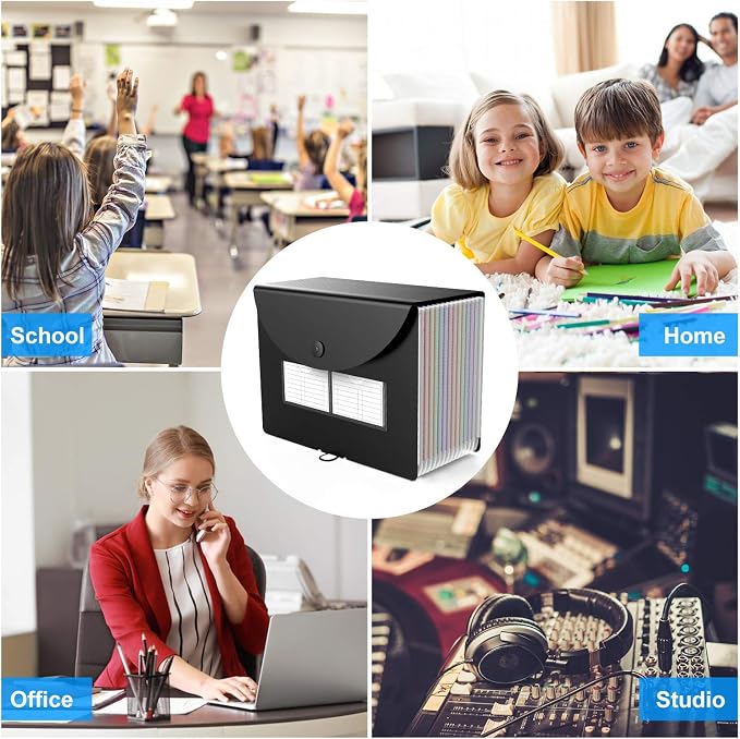 3 Pack Expanding File Folder with Blank Label, 12 Pocket Accordian File Organizer Document Storage Organizer, Desktop Accordion Folders File Keeper A4 Letter Size for Home School Office - Image 6