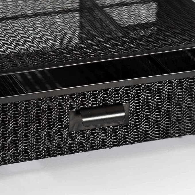 BLU MONACO | Black Wire Mesh Desk Organizer with Drawer | Desk Associates Women Office Set | File Sorters and Mesh Pen Holders Desktop Storage System - Image 5