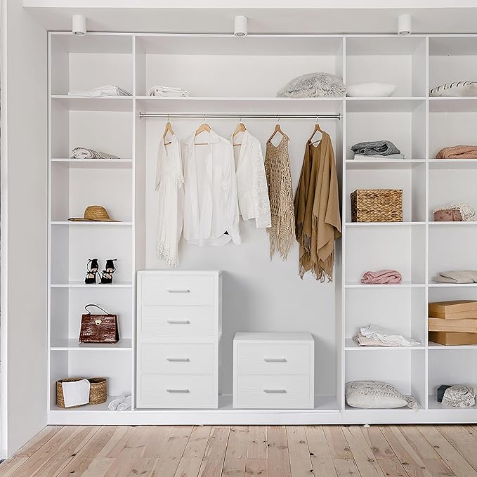 BOLUO Stackable Storage Drawers Closet Organizers and Storage Fabric White 2 Drawer Dresser for Bedroom 2 Packs Modern - Image 2
