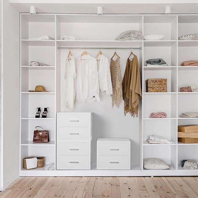 BOLUO Stackable Storage Drawers Closet Organizers and Storage Fabric White 2 Drawer Dresser for Bedroom Modern - Image 2