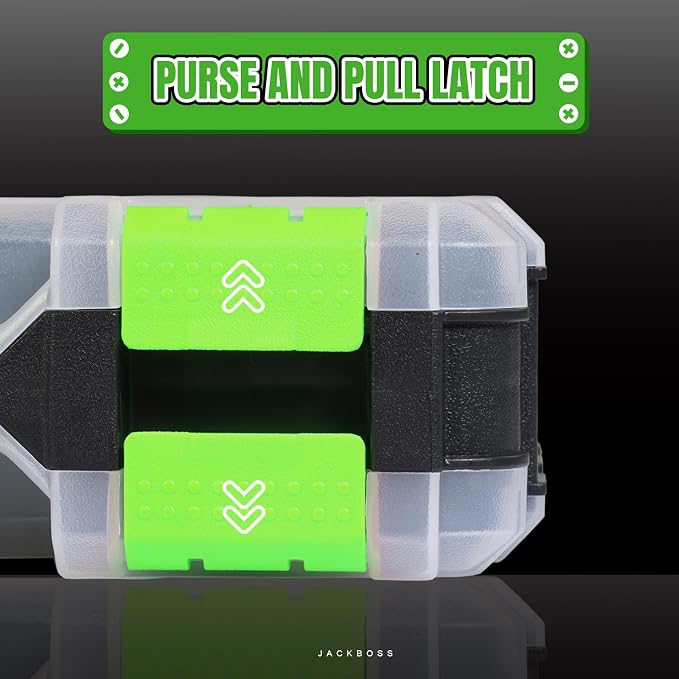 Jack Boss Tool Box with Transparent Lid, Double Side 34-Compartments Organizer Box with Removable Dividers for Hardware, Screws, Bolts, Nails, Beads, Jewelry and Fishing Accessories, Green, 4 Pack - Image 4