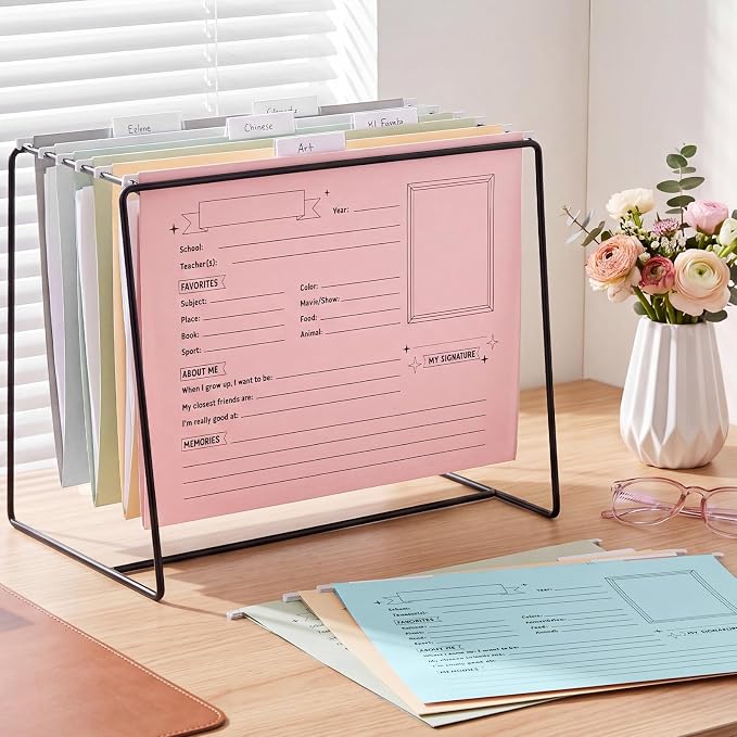 Glenmal 25 Pack School Years Memory File Folders Memory Pages Letter Hanging Files School Keepsake Organizer Questionnaire for Kids K-12 Student Info Record Personal Growth Tracking(Pastel) - Image 4