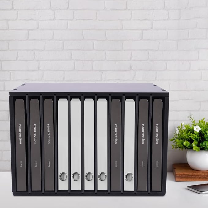 Desk File Organizer, 11 Slots Vertical Desktop Sorter Paper Sorter Organizer with Removable Shelf Document Storage Rack Document Holder for Home Office School Black - Image 7