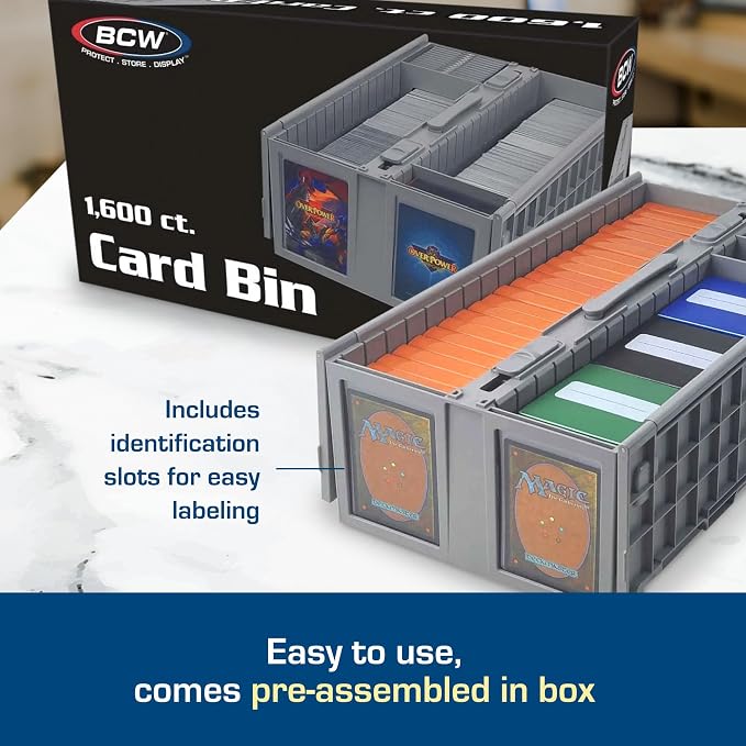 BCW Collectible Card Bin – (6-Pack, Gray) | Holds up to 1600 Cards | Plastic Storage Box for Pokémon, MTG & Sports Cards - Image 4