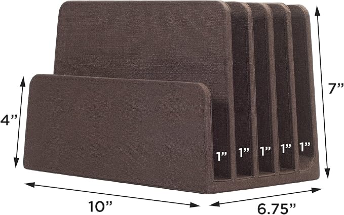 MobileVision Executive Dark Brown Desktop File Folder Organizer and Paper Tray, 5 Slot Dividers - Image 2