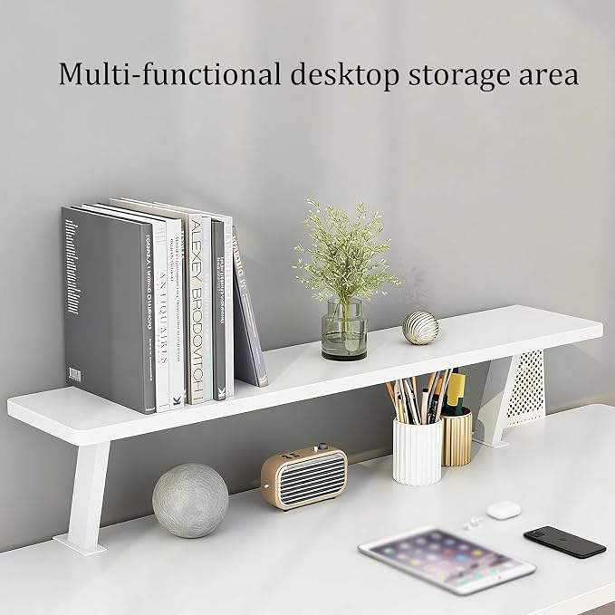 VXHCS Clamp On Desk Organizer Shelf, Desktop Extender Storage Organizer Portable No Drill Required Adjustable Floating Desks Shelf for Home Office Dorm Workstation and Study Space(23.6"x7.9") - Image 3
