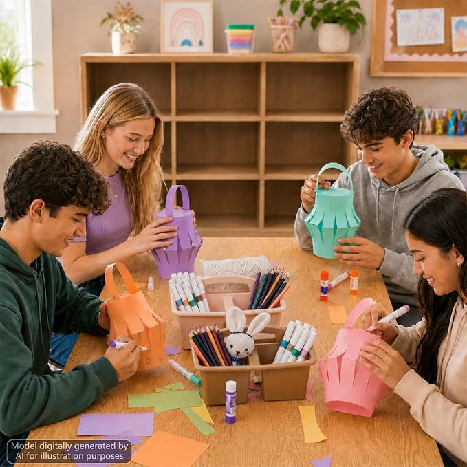 6 Pack 3 Compartment Small Caddy Plastic Classroom Organizer with Handle Portable Teacher Supply Storage Caddy Craft Art Caddies for Pencil, Crayon, Marker, Home, Office, School Supplies(Boho Pastel) - Image 5