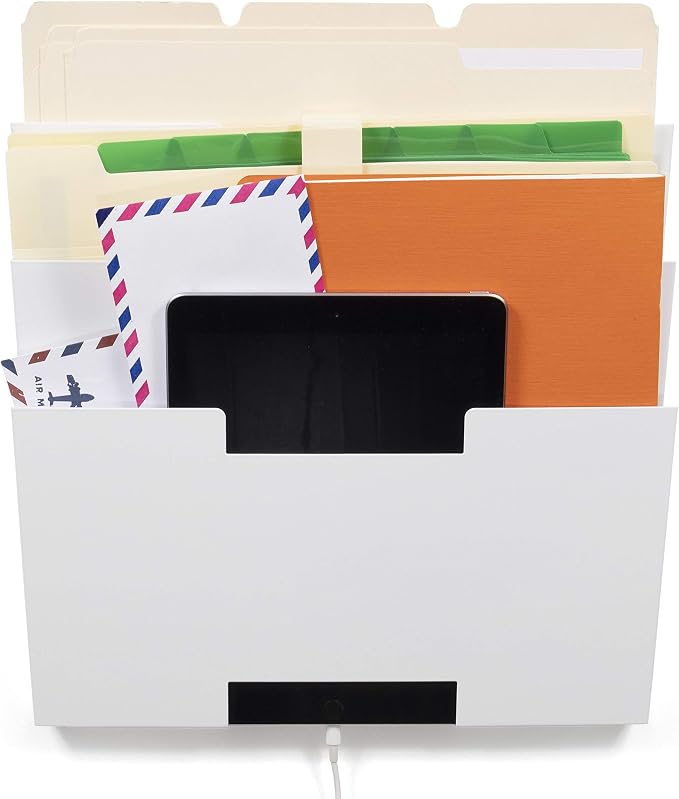 Wallniture Lisbon Wall File Holder Organizer for Office Storage, 3-Tier Mail and Magazine Holder Metal White - Image 7