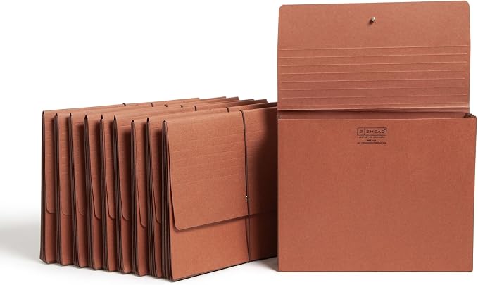 Smead Redrope Expanding File Wallet, Expanding File Organizer, Accordion Folder for Documents, Flap/Cord Closure, 5-1/4" Expansion, Tear-Resistant, Letter Size, 10 per Box (71109) by SMEAD