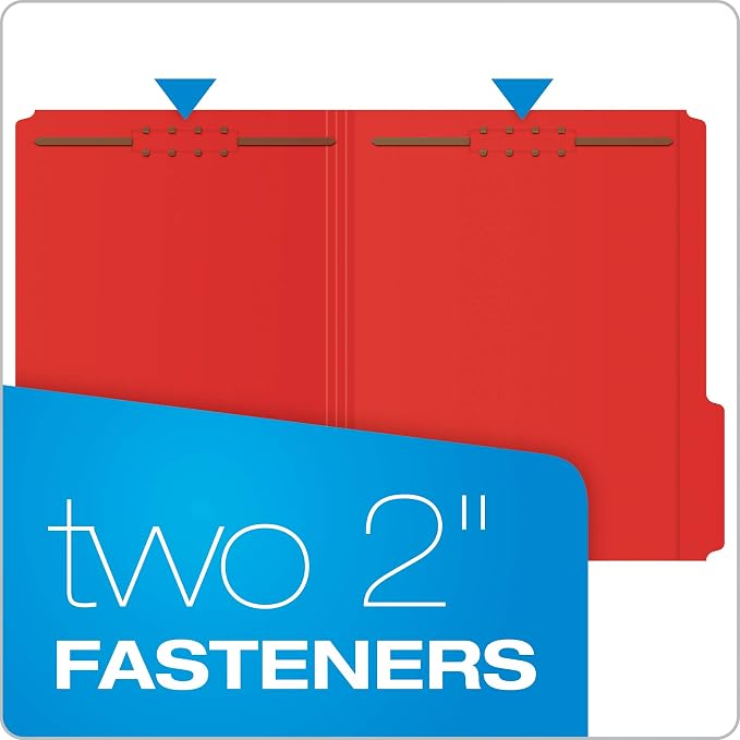 Pendaflex Fastener Folders, Letter Size, Red, 50 per Box, with 2 Fasteners and 1/3 Cut Tabs in Left, Right, Center Positions - Image 3