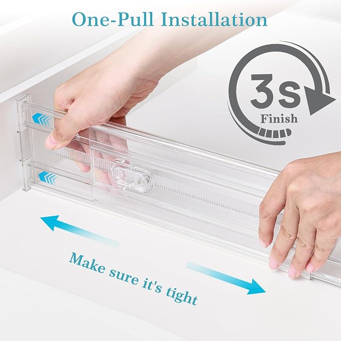 Vtopmart 4" Regular Upgrade Drawer Divider for Clothes, 12.8"-22.3" 12 Pack | Expandable Dresser Drawer Organizer, Clear Separator, Baby Clothing, Underwear, Cosmetics, Toiletries Storage, Space Saving - Image 6