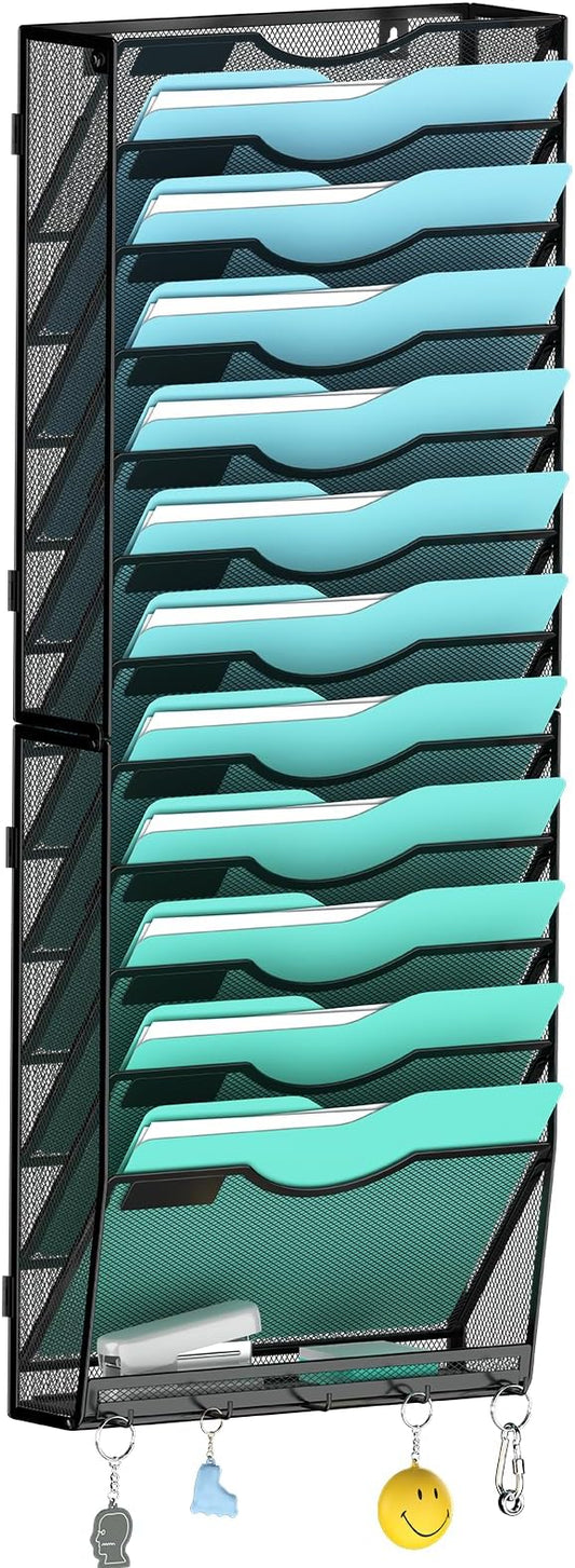 Gawerk 13-Tier Wall File Organizer Hanging Wall File Holder Wall Mount Paper Folder Organize by Gawerk