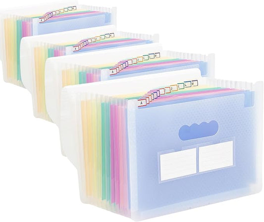 Accordion File Organizer, 4 Pack 12 Pockets Expanding File Folders, Portable Monthly Bill Receipt Documents Organizer with Colorful A-Z Tabs, Letter/A4 Size - Blue by MAIMIS