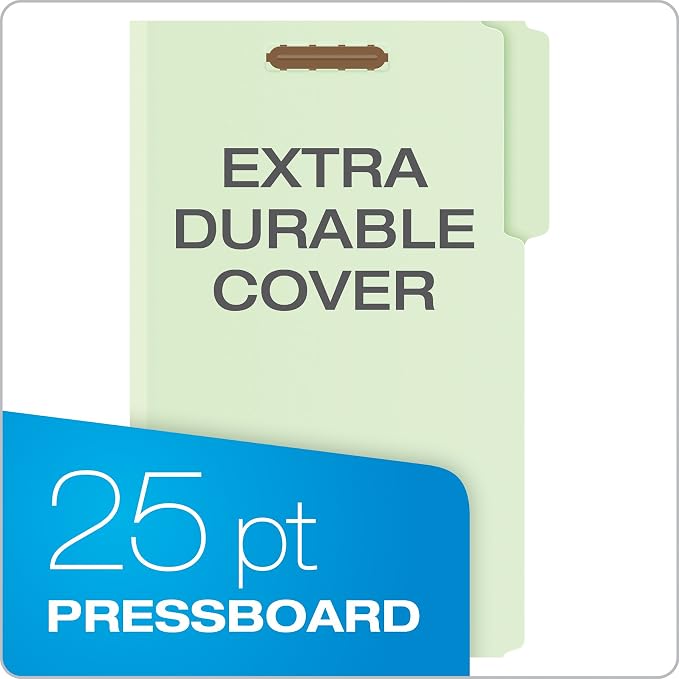 Pendaflex 17186 Pressboard Folders, 2 Fasteners, 2" Expansion, 1/3 Tab, Legal, Green (Box of 25) (Pack of 4) - Image 2