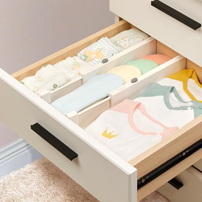Vtopmart Drawer Dividers for Clothes 4 Pack, Adjustable 4" High Expandable from 11.6"-17" Dresser Drawer Organizer, Plastic Drawers Separators for Dresser, Baby Clothes, Kitchen and Office Storage - Image 5