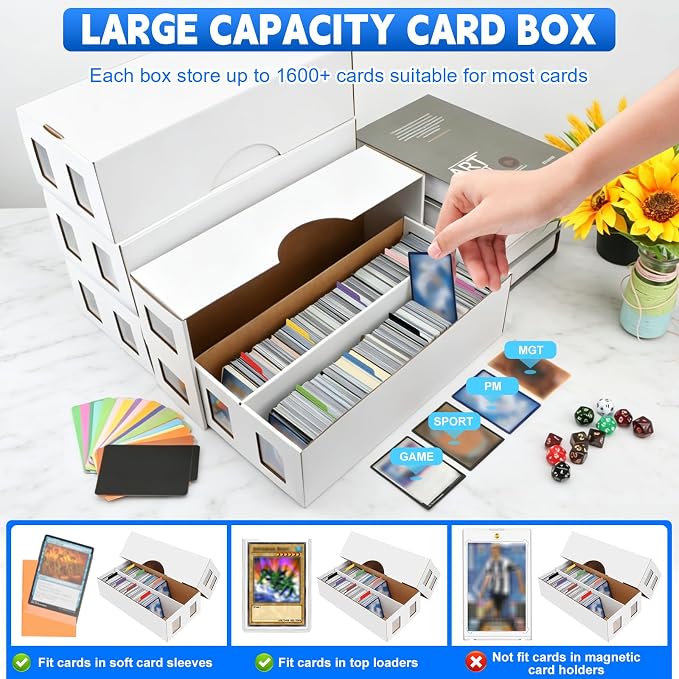 10 Pack Trading Card Storage Box, 16000+ Count Card Storage Box with 48 Card Dividers, Cardboard Card Storage Boxes Sports Card Cases Bulk Card Storage Box Trading Card Box for Basketball Sports Cards - Image 4